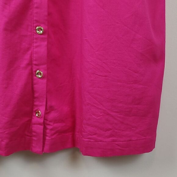 Halston Cinched Button Front Dress Bright Rose NWOT - Picture 5 of 11